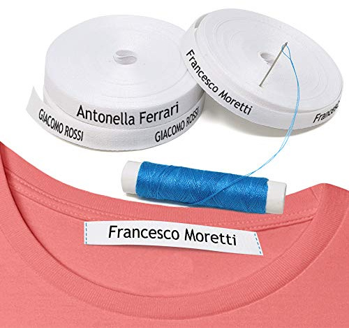 100 etichette personalizzate da CUCIRE con il nome per vestiti, grembiuli.. Ideale per appendere i cappotti dei bambini a scuola, asilo nido, case di riposo.