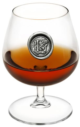 English Pewter Company Verres de cognac cognac cognac de 14,5 oz avec initiale de monogramme - Cadeau personnalisé avec votre choix de initiale (L) [MON212]