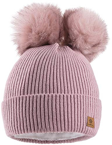 MFAZ Morefaz Ltd Damen Winter Beanie Strickmütze Mütze Doppelt Bommel Pom Pom Wurm SKI Mütze