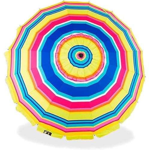 CREVICOSTA QUALITY MARK MARCAS DE CALIDAD Sonnenschirm mit Spiralbindung und Totalwegstange, Regenbogenfarben, 200 cm