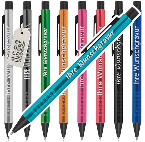 #teamludorf Kugelschreiber Set - 100 Stk. bunt gemischt - individuell gravierte Werbekugelschreiber - personalisierte Werbeartikel für Firmen, Veranstaltungen & Geschäftspartner