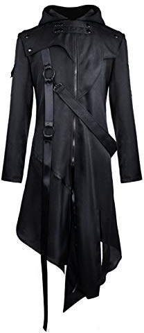 Drofe Retro Victorian Steampunk Medieval Jacket Coat Gothic Costume Halloween (black, Medium)