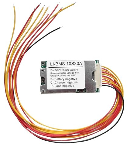 DEWIN Placa de protección de batería de litio, placa de protección de batería de litio 10S 36V 30A, celda de iones de litio BMS PCB compatible con protección de sobrecarga
