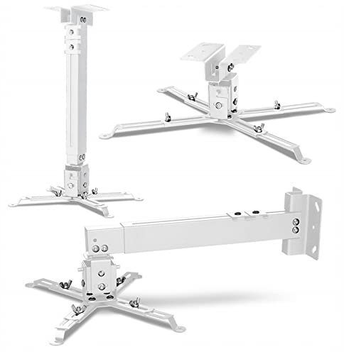 Overmax Ceiling Mount Projector Mount up to 20 kg, Adjustable Length 25 Degree Angle Adjustment, Made of Steel, Wall and Ceiling Mounting, Lightweight and Sturdy Construction (White)