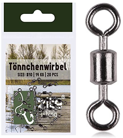 Zite Fishing Tönnchenwirbel Set 20 STK - Angelwirbel als Schnurverbinder mit hoher Tragkraft – Verbindungswirbel Hauptschnur & Vorfach (10# 14 kg)