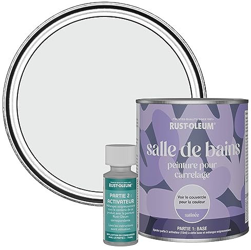 Rust-Oleum Grey Water-Resistant Bathroom Tile Paint in Satin Finish - Monaco Mist 750ml