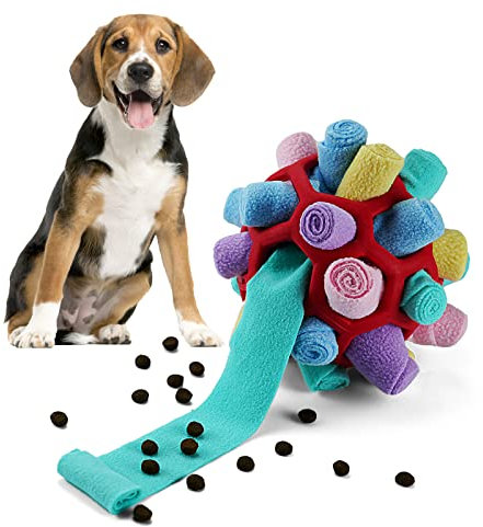 Larimuer Schnüffelball für Hunde, Schnüffelteppich Schnüffelspielzeug Interaktive Hundespielzeug tragbarer Haustier Snuffle Ball Toy für Kleine Mittelgroße Hunde Haustier (Rosa und Macaron)