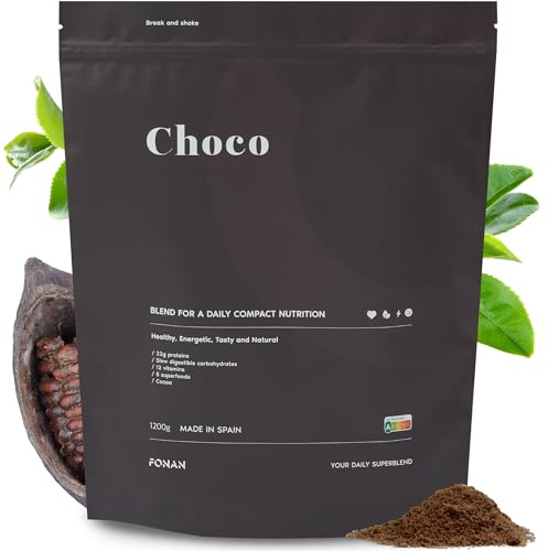 FONAN Batidos Sustitutivos de Comida y Desayuno con Enzimas DigeZyme y Probioticos - Batidos Saciantes Completos y Sanos con Proteina, Carbohidratos, Vitaminas, Minerales y Superalimentos CHOCOLATE