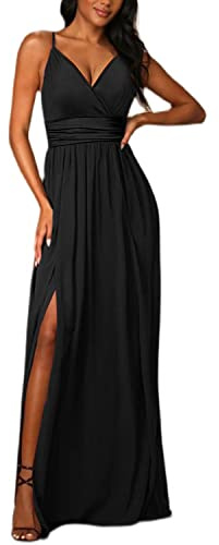 JENJON Femme Robe à Epaules Dénudées Col V Elegant Manches Courtes Casual Robes Solide de Vacances sans Manche Eté
