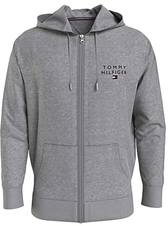 Tommy Hilfiger Herren Hoodie mit Reißverschluss Zipper, Grau (Medium Grey Heather), XL