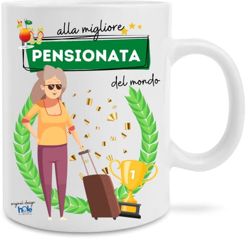 Hole Gadget Idea de regalo original y divertida para hombre y mujer Él Lei Taza de cerámica para ideas lindas tazas regalos divertidos mamá, amiga, niña, niño, papá, cumpleaños (jubilada)