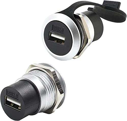PENGLIN 2PCS USB 2.0 Panel Mount Connector, USB Pass Through Coupler, Female to Female Bulkhead Extension Adapter with Waterproof and Dustproof Cover