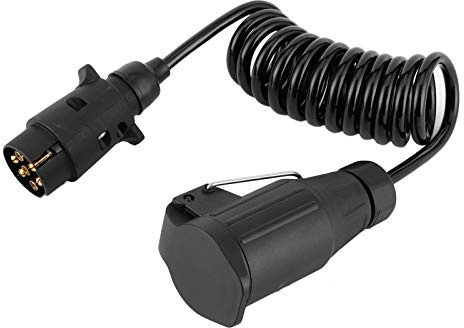 Anhängerkabel-Adapter, Anhängerstecker, Federkabel, Anhängerstecker, 7-polig auf 13-polig, 12-V-Kfz-Stecker mit Feder, Verlängerungskabel, Messing, Wasserdichtes Kabel, Gesamtlänge ca.