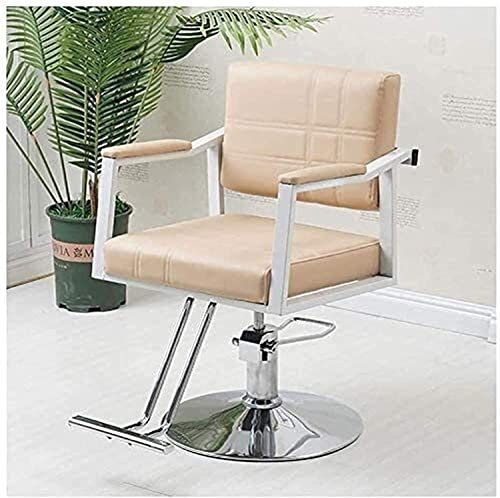Haarschneide-Salonstuhl, hydraulischer Stuhl, Sitzerhöhung für Schönheit, hydraulische Friseurstühle, robust, hydraulisch verstellbar (Beige)