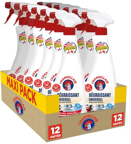 Chanteclair - Spray Dégraissant Universel Marseille, Idéaux sur Tout, Efficaces Partout, Fonctionne Tête en Bas - 12x 600 ml