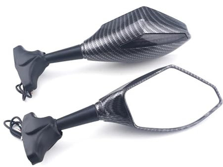 Motorrad-Lenkerendenspiegel Racing Rückspiegel Mit Blinker Für Kawasaki Für Ninja Für ZX6R Für ZX636 Für ZX9R Für ZX10R Für ZX1000 Motorradspiegel(Carbon-Smoke)