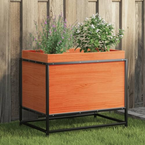 Juroupi Jardinière Cire Marron 60x40x50 cm Bois de pin Massif,Jardiniere sur Pieds,Bac avec Treillis,Jardiniere Terrasse