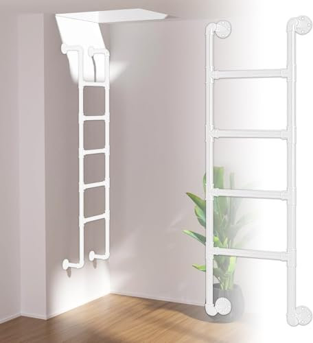 Metallleiter für Etagenbetten im Hochbett – Industrielle Notausstiegsleiter aus Eisen für Kellerfenster Wandmontage Not-/Feuerleiter für Dachboden, Wohnmobil, Bibliothek, Terrasse, Wohnheim(220cm/87in