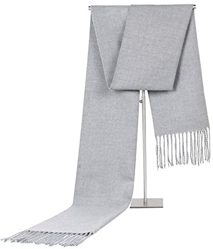 Winterschals Herren Grau Schal Herbst Winter Einfarbig Weiche Imitation Kaschmirschals