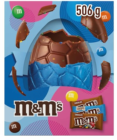 M&M’s Milk Chocolate Giant Easter Egg 506g – Hollow Easter Egg with Classic Chocolate, Crispy & Mini M&M Packs, Easter Chocolate Gift, Egg Hunt, Basket Filler & Sharing Treat