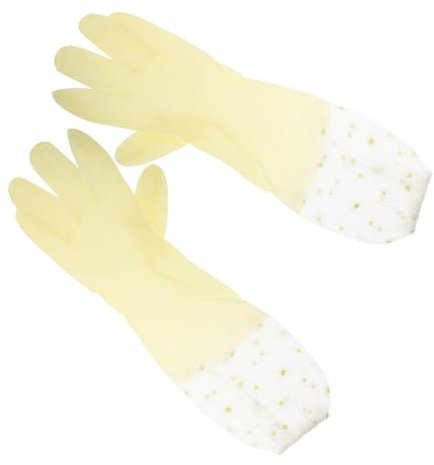 GOOHOCHY 2pairs Heavy Duty Non-slip Rubber Dishwashing Gloves Long Kitchen Cleaning Washing Dishes Gloves for Kitchen