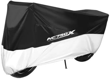 Motorradschutz für Parken Für NC750X NC 750 X Motorrad-Schutzhüllen Wasserdicht Regen- Und Staubdicht(Black Silver,XXXL for 220cm)