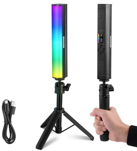 NEEWER RGB Light Wand with Desk Tripod, Magnetic Handheld Photography Video Lighting Stick, 2500K-8500K Dimmable CRI95+ Full Color LED Tube Light Bar, 2550mAh Battery 17 Scenes for Vlog TikTok, TL20C
