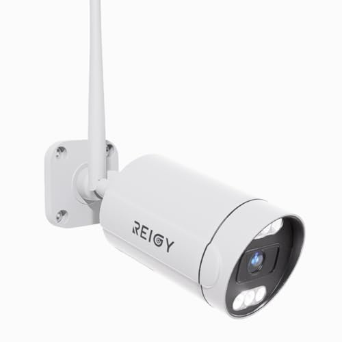 REIGY 5MP Bullet Überwachungskamera Aussen WLAN, 1920P Kamera Outdoor, Videoüberwachung mit IP66 wasserdichte und Nachtsicht, Bewegungsverfolgung 2-Wege Audio Kompatibel NVR