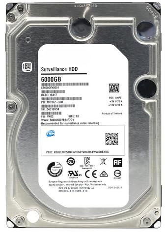SIMPLETEK - Interne Festplatte Surveillance HDD 6TB | 3.5 SATA III 6Gbps, 5400RPM, 128MB Cache | ST6000VX0001 | DVR, PC, NAS (Generalüberholt)