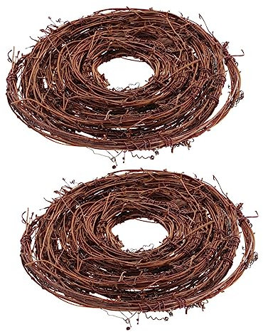 Zerodeko 2 Sätze Rattan Weinzweig Kranz Weihnachtskranz Mit Lichtern Weinrebendekor Dekoration Schlafzimmer Weihnachtsdeko Winterde DIY-Rebe Natürliche Zweiggirlande Coffee 2 Stück * 2
