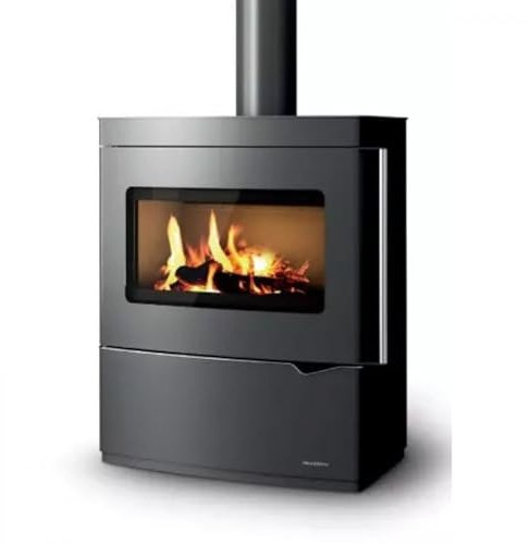 Stufa a legna Palazzetti Nicole 9.1 kW Cod. 805300700 - in acciaio antracite, riscaldamento a irraggiamento, design moderno, alta efficienza energetica