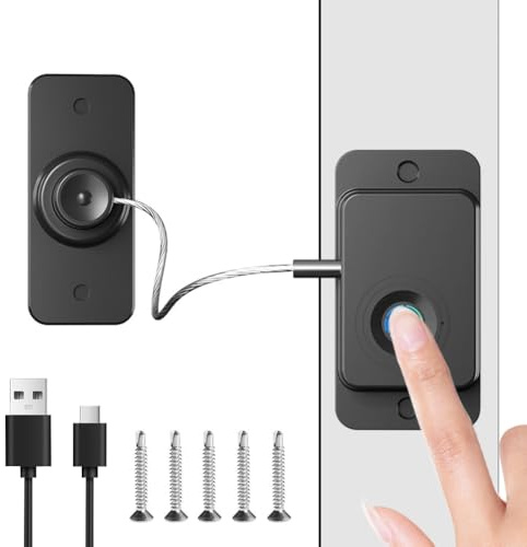 Fridge Lock with Fingerprint, Cabinet Lock Baby, USB Charging, No Drilling, Child Lock, Window Lock for Drawers, Cupboards, Fridge Drawer