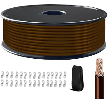 HuLuWa H07V-K 2,5mm² Fil Souple Marron, 100m | Fil électrique souple isolé PVC pour tableau, raccordement, installation et atelier