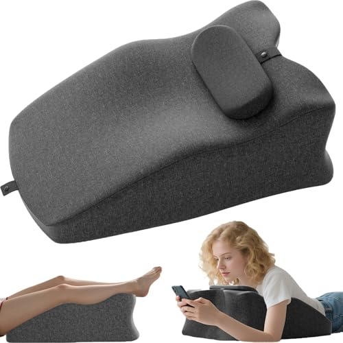 Tatqilo Wedge Pillow for Bed Adult, Ergonomic Reading Pillow with Adjustable Headrest, Memory Foam Back Support Pillows for Sitting Up in Bed, Sleeping, Reading, Leg Elevation, Back Pain Relief