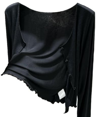 DuomaiJJ UV Veste Longue Femme Châle Modal De Grande Taille Vêtements Protection Solaire Cardigan Tout-Correspondant D'été pour Femmes-Noir-l