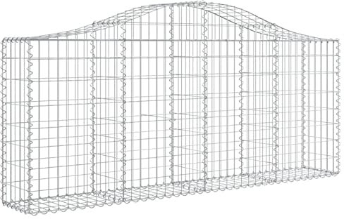 Gabbione Arcuato Zincato Gabbione Gabbione Decorativo Metallo per Pietre Uso Giardino Esterno 200x30x80/100 cm Rete metallica Resistente, Controllo Paesaggio ed Erosione