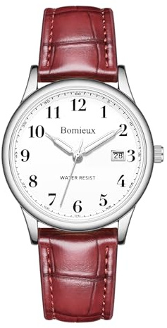 Timever Orologio da uomo classico ed elegante con cinturino in pelle,3 lancette,data,impermeabile fino a 3 ATM,numeri grandi,regalo per uomo
