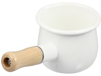 Japanischer Emaillierter Milchtopf Weiß Rund für Küche und Dessert | Dicker Emaille Kochtopf, Angenehm in Hand, Vielseitig Nutzbar, Formstabil, Kleines Haushaltsgeschirr