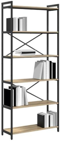 vidaXL Hyllsystem Sonoma-ek 40 x 30 x 85 cm Konstruerat trä, Modern industribokhylla, hållbar förvaringslösning, flera nivåer, perfekt för hemmet eller kontoret