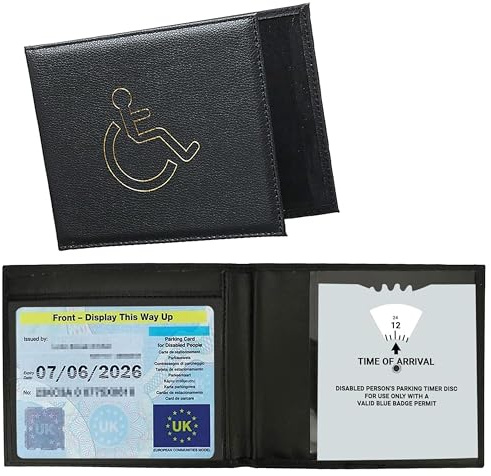 Ketayle Disabled Badge Holder Wallet | PU Soft Leather Badge & Timer Parking Permit Cover, Blue Badge Holder Wallet for Car, Disability Parking Badge Cover Holder