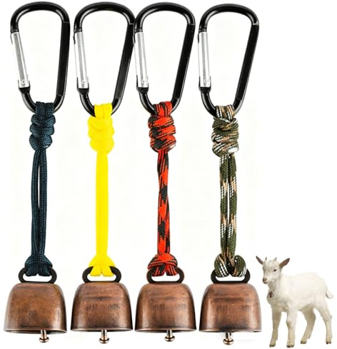 XoeLLe 4 Stück Glocke Robuste Metall Kuhglocke Klassische Design Bärenglocke Laut Schallende Sicherheit Tragbare Vielseitig Glocke zum Aufhängen für Outdoor Camping Wandern Haustier Sicherheit Alarm