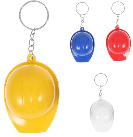 Toyvian 4 pièces Lot de Porte-clés Casque Chantier Décapsuleur Portable Accessoires pour Sacoche à Dos Cadeau Original pour Femmes Couleurs Assorties Rouge Jaune Bleu Blanc