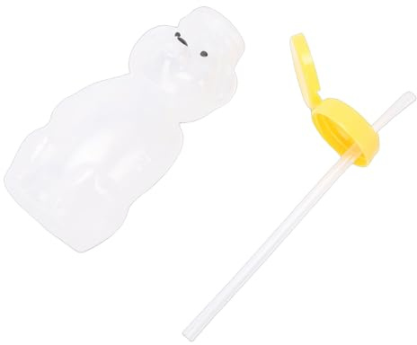 ERYUE 4 Tazze a Forma di Orsetto per Bambini con Cannucce, Bottiglie con Beccuccio Riutilizzabili a Tenuta Stagna Cannucce in Silicone, comodità Bocca Larga per Latte, Succhi di Frutta, Tazze