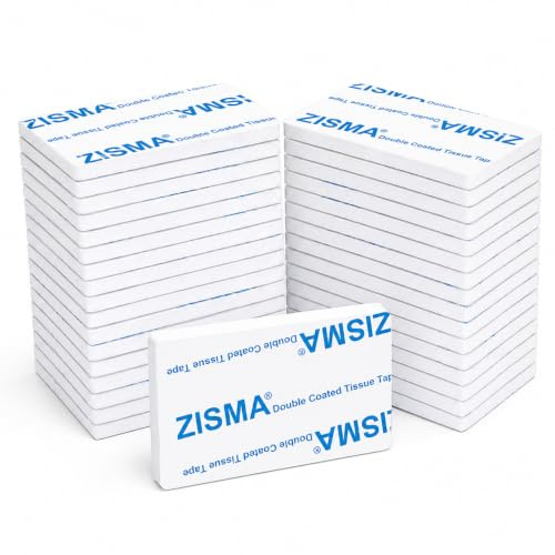 ZISMA 50 Pcs Heavy Duty Double Sided Adhesive Pads, Strong Mounting Foam Tape, Waterproof No-Drill Sticky Strips, White Rectangle 50x30mm for Picture Hanging, Signage and Wall Decor