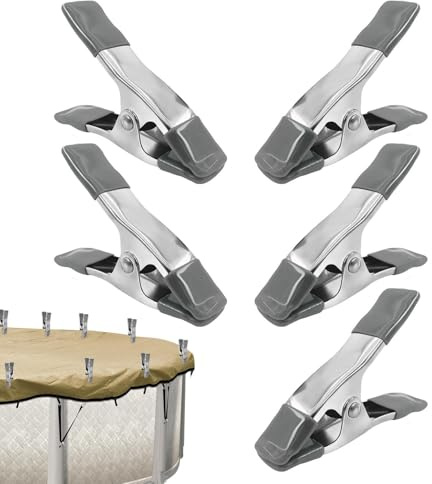 Generico Clip para lona de piscina – 5 piezas herrajes antiviento de montaje de metal | Abrazaderas de muelle con revestimiento protector para lona, toldo, toldo, fondo, invernadero, ,