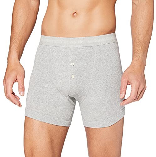 Calvin Klein - Calvin Klein Boxer Brief - Button Fly - Long Leg Boxers for Men - Mens Boxer Shorts - Boxer Shorts Men - Pack of 1 - Grey - Small