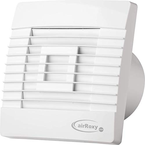 Badventilator Ø 150 mm Jalousie/Lamellen mit Bewegungsmelder/Präsenzmelder und Timer/Nachlauf Badlüfter Lüfter Ventilator weiß Front 15 cm prestigeMS Wandlüfter Ventilator Einbaulüfter Bad Küche