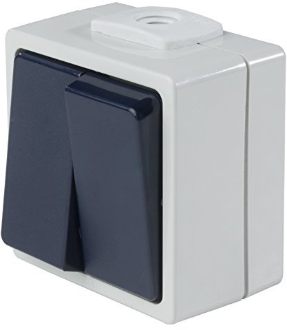 as - Schwabe Serienschalter - Aufputz - Lichtschalter für Feuchtraum - Aus-Schalter - UV-beständig - Anschluss Leitungen bis max. 2,5mm² - 230V/10A - IP54 - grau - Made in Germany, 62451