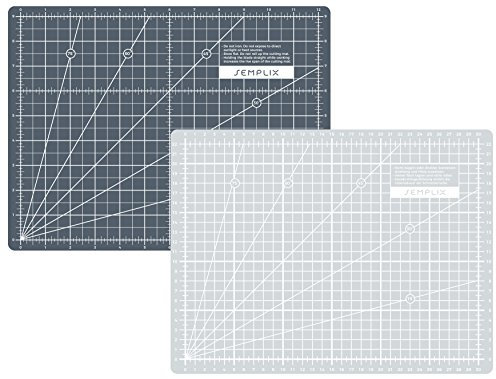 SEMPLIX Selbstheilende Schneidematte A0-A4 - Grün, Rosa, Grau, Türkis, Lila - Ideal fürs Basteln, Nähen & Patchworken - Beidseitig Bedruckt - Vorderseite cm Rückseite inch Bemaßung (Hellgrau-Grau, A4)
