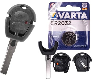 Autoschlüssel Funk Fernbedienung Austausch Gehäuse mit 2 Tasten + HAA / HU66 Rohling + Batterie kompatibel mit VW Lupo Fox Sharan T4 Seat Arosa Ibiza Leon Alhambra